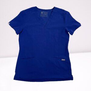 Figs Women's Casma Three-Pocket Scrub Top Size XS Sapphire Color